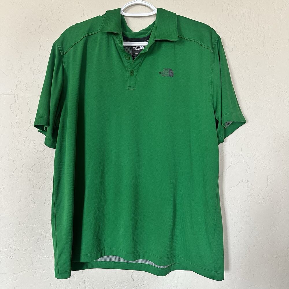 The North Face Logo Green Polo Shirt Mens XL Outdoor Short Sleeve